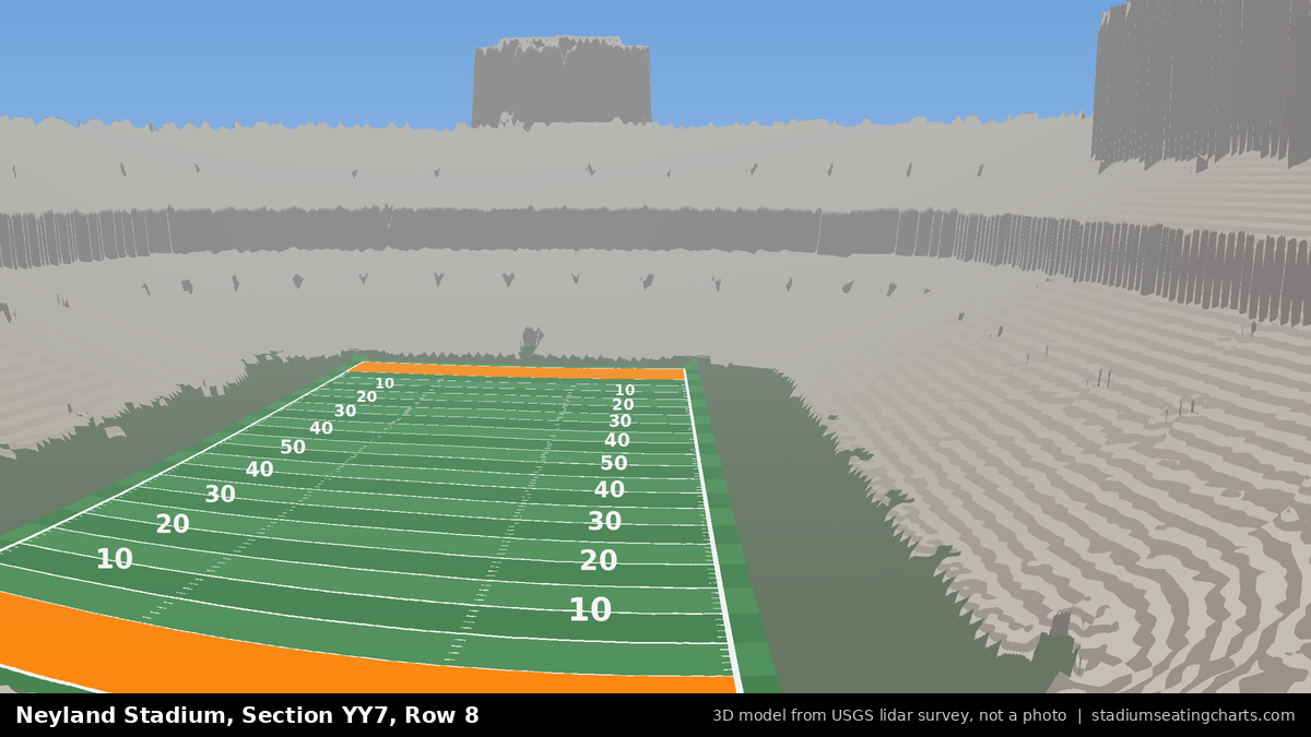 View from Neyland Stadium Section YY7, Row 8, looking toward the field