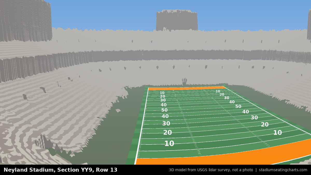 View from Neyland Stadium Section YY9, Row 13, looking toward the field
