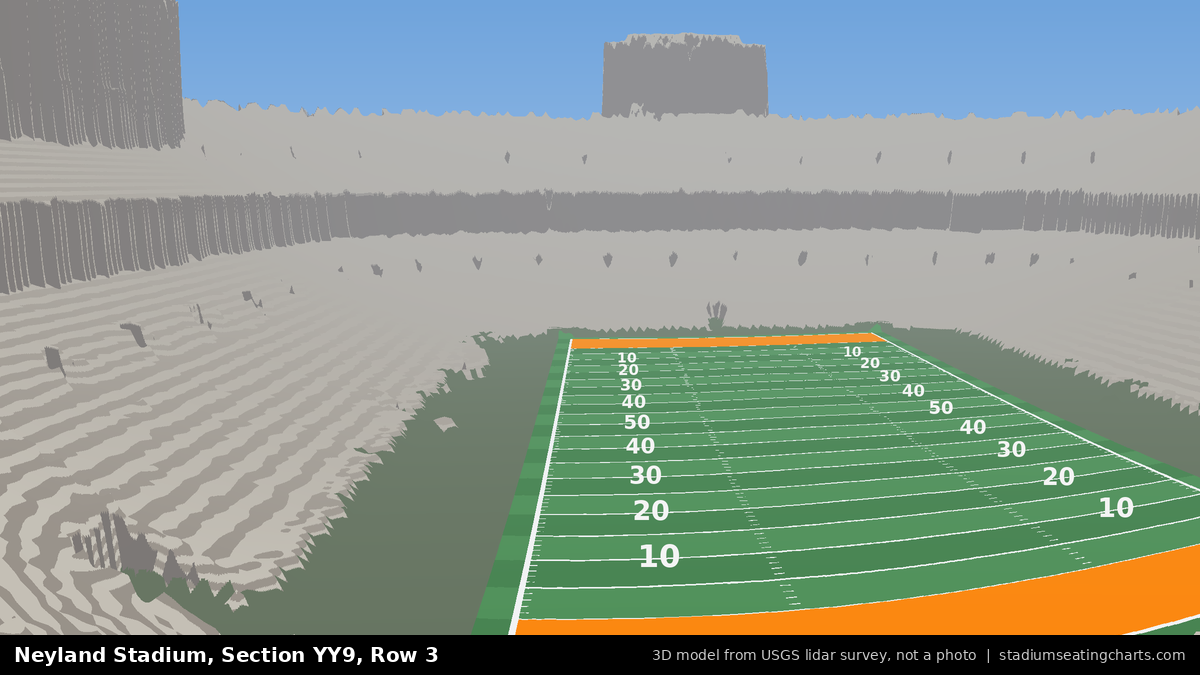 View from Neyland Stadium Section YY9, Row 3, looking toward the field