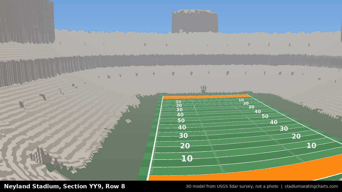 View from Neyland Stadium Section YY9, Row 8, looking toward the field