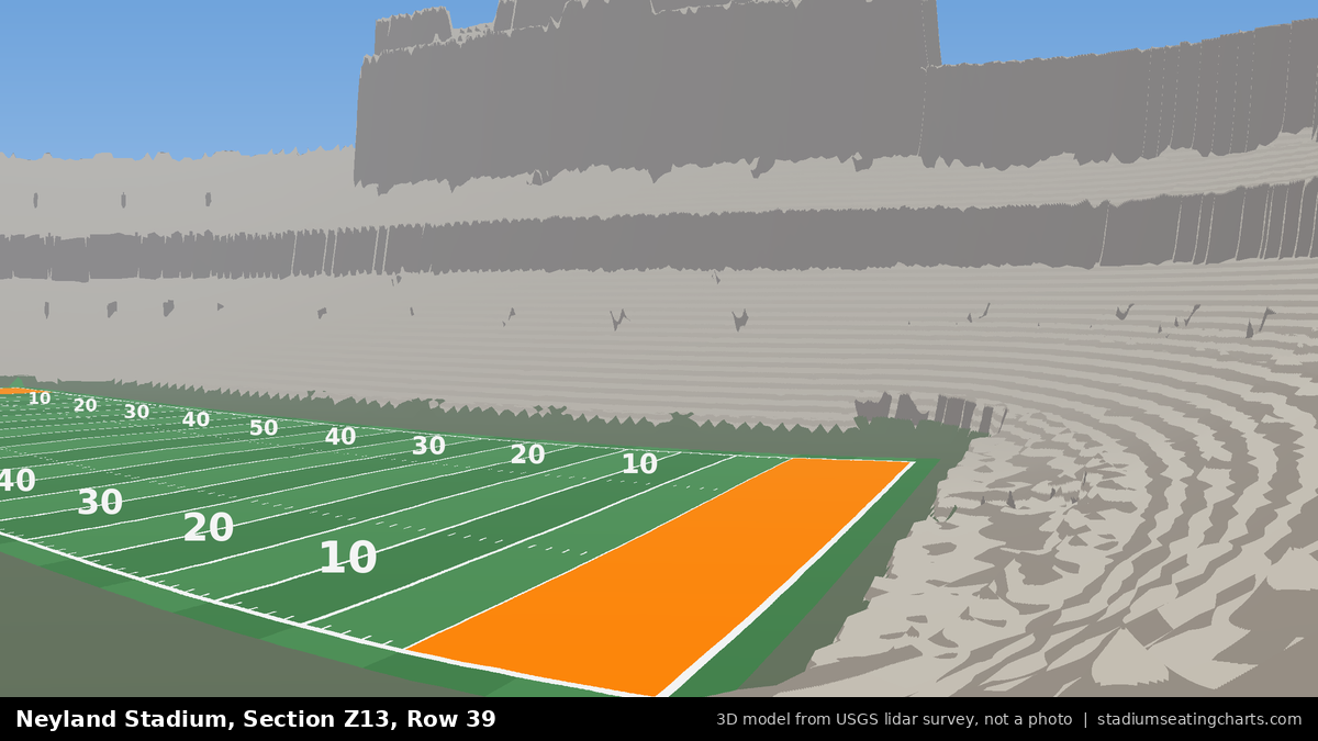View from Neyland Stadium Section Z13, Row 39, looking toward the field