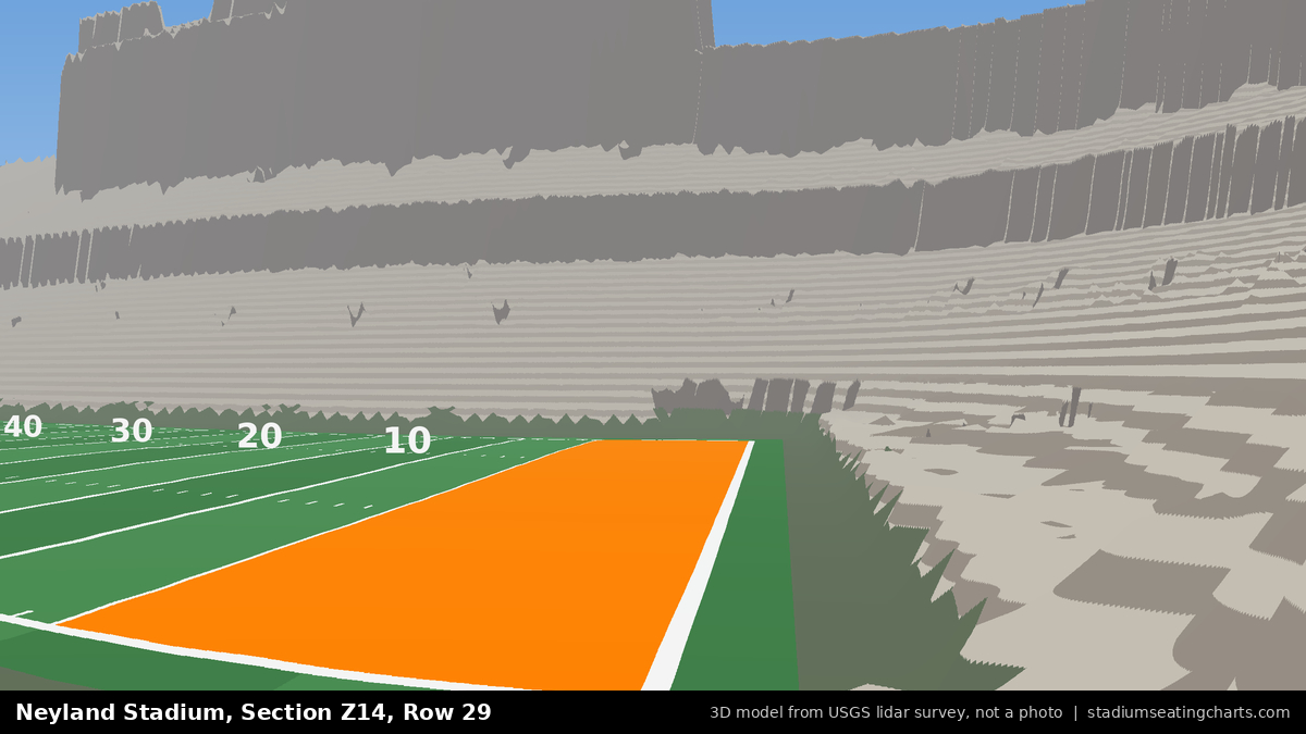 View from Neyland Stadium Section Z14, Row 29, looking toward the field