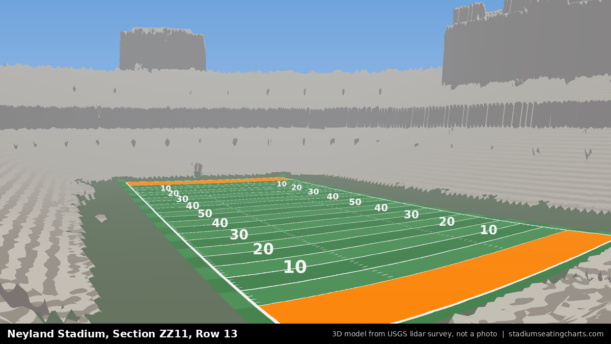 View from Neyland Stadium Section ZZ11, Row 13, looking toward the field