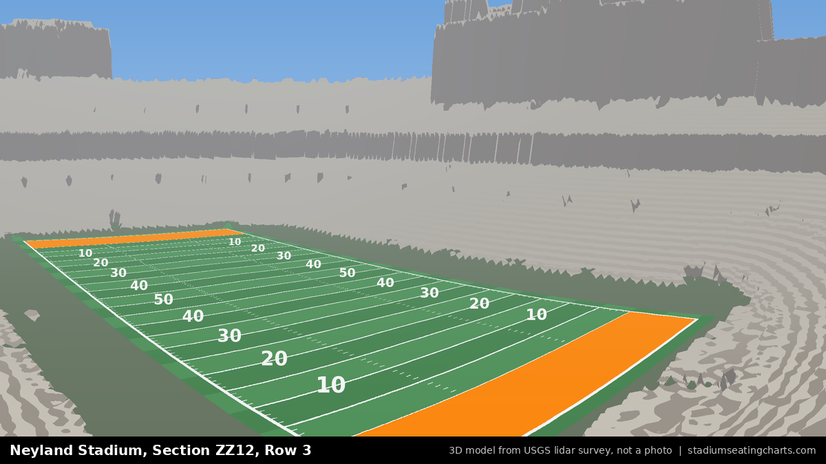 View from Neyland Stadium Section ZZ12, Row 3, looking toward the field