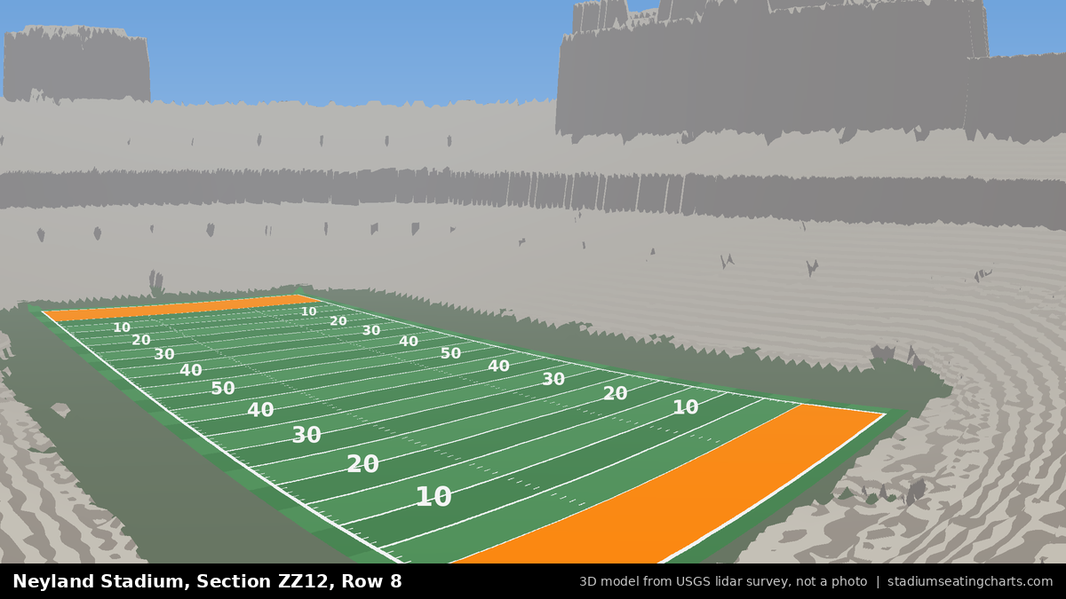 View from Neyland Stadium Section ZZ12, Row 8, looking toward the field