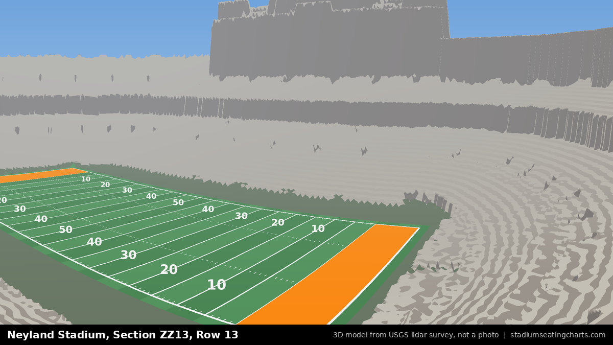 View from Neyland Stadium Section ZZ13, Row 13, looking toward the field