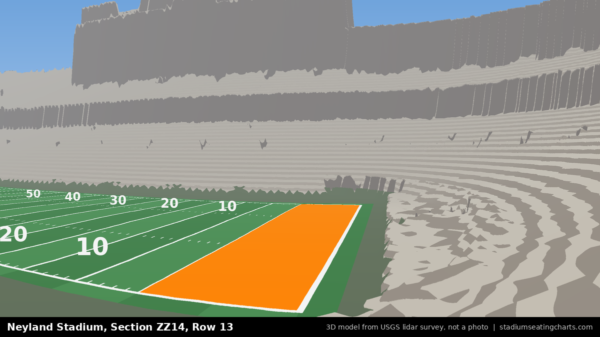 View from Neyland Stadium Section ZZ14, Row 13, looking toward the field