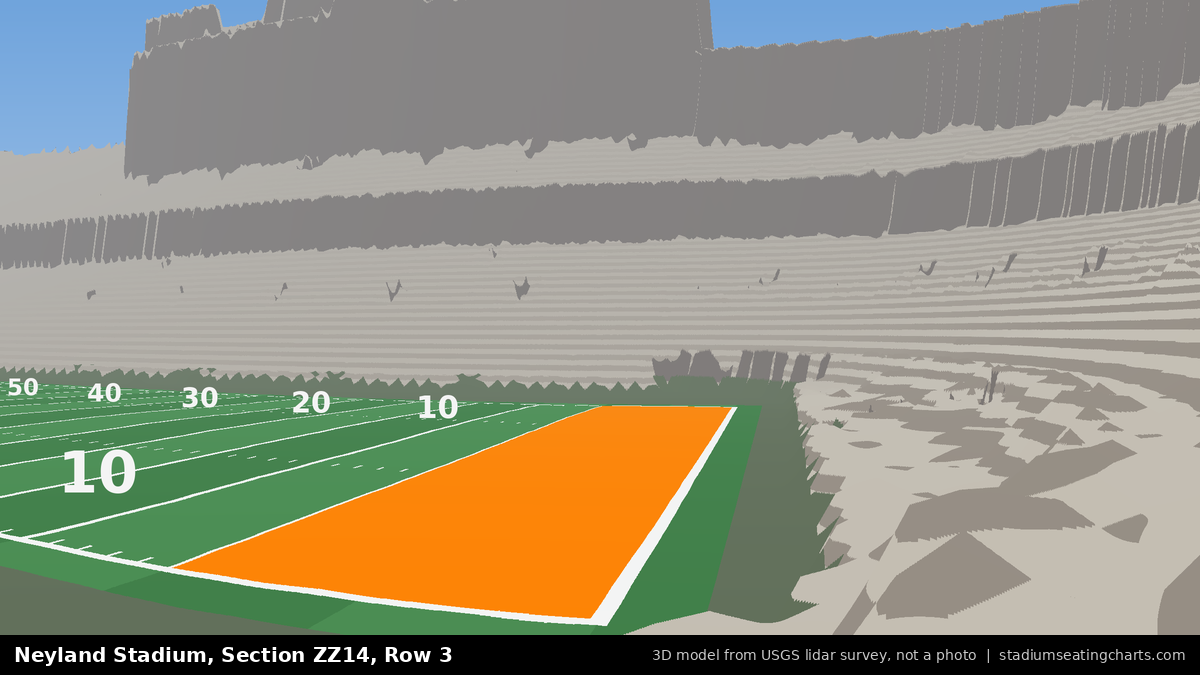 View from Neyland Stadium Section ZZ14, Row 3, looking toward the field