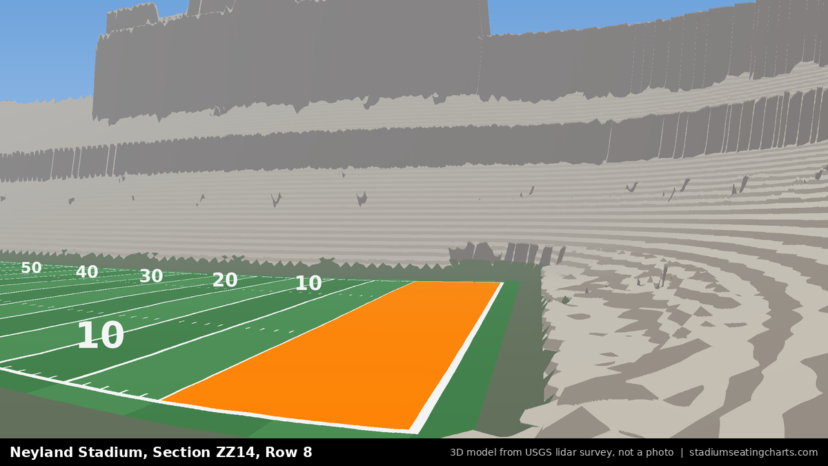 View from Neyland Stadium Section ZZ14, Row 8, looking toward the field