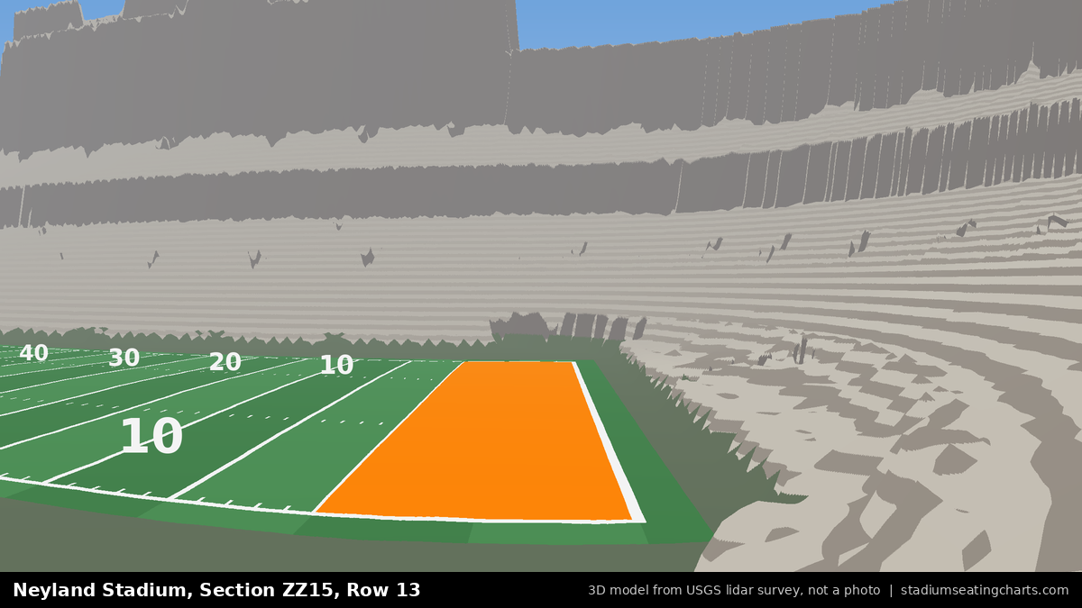 View from Neyland Stadium Section ZZ15, Row 13, looking toward the field