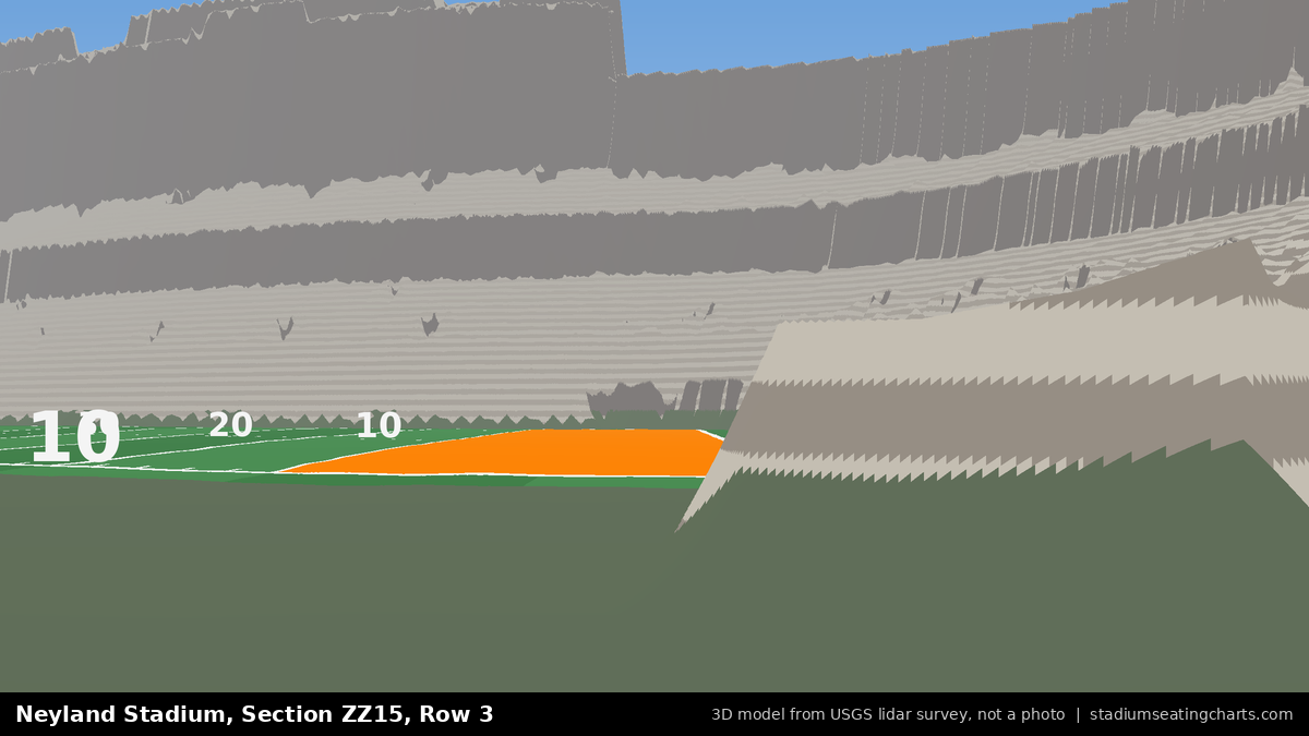 View from Neyland Stadium Section ZZ15, Row 3, looking toward the field
