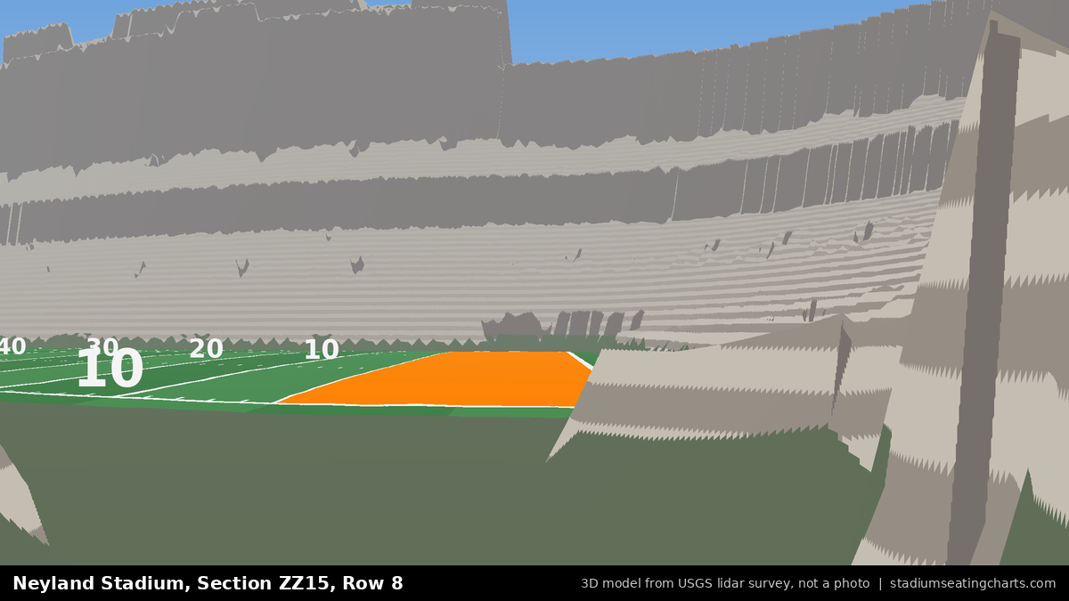 View from Neyland Stadium Section ZZ15, Row 8, looking toward the field
