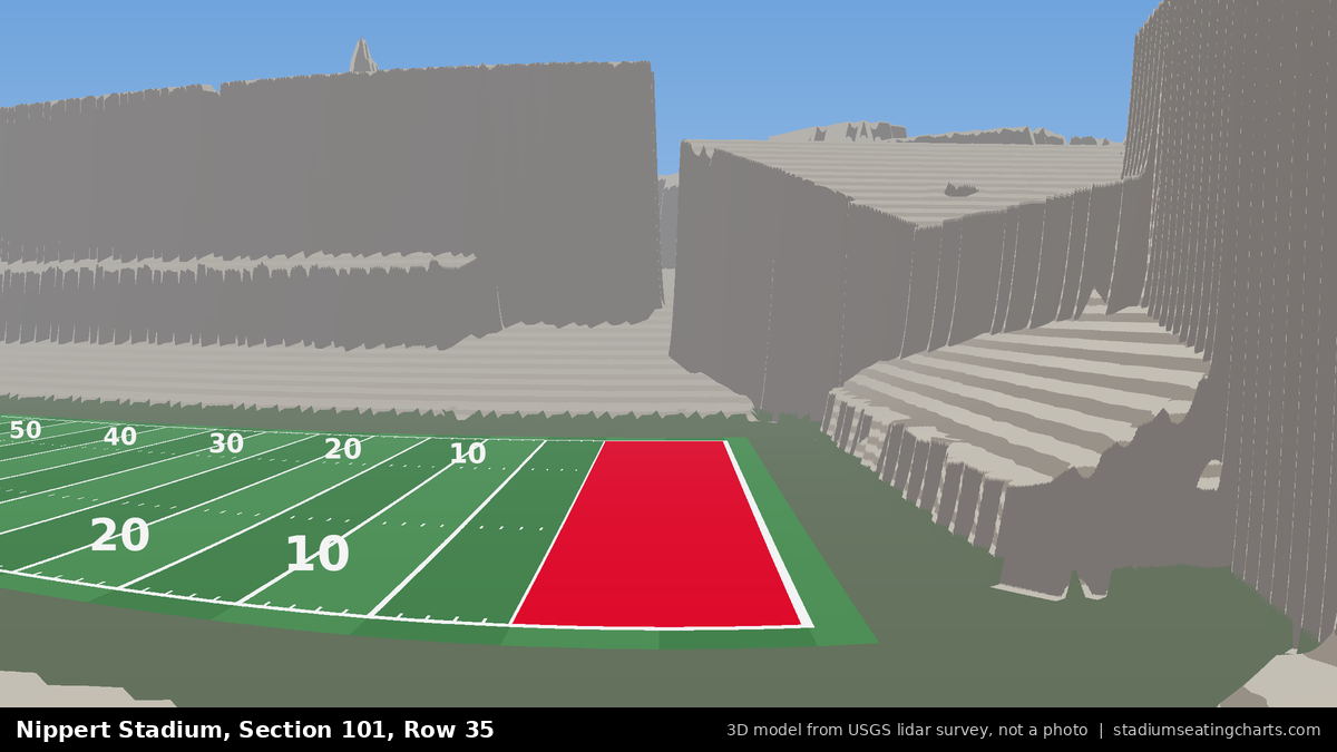 View from Nippert Stadium Section 101, Row 35, looking toward the field