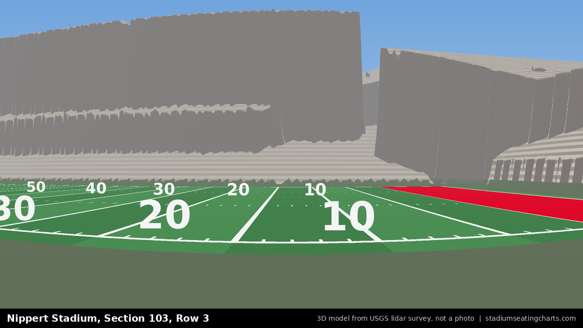 View from Nippert Stadium Section 103, Row 3, looking toward the field