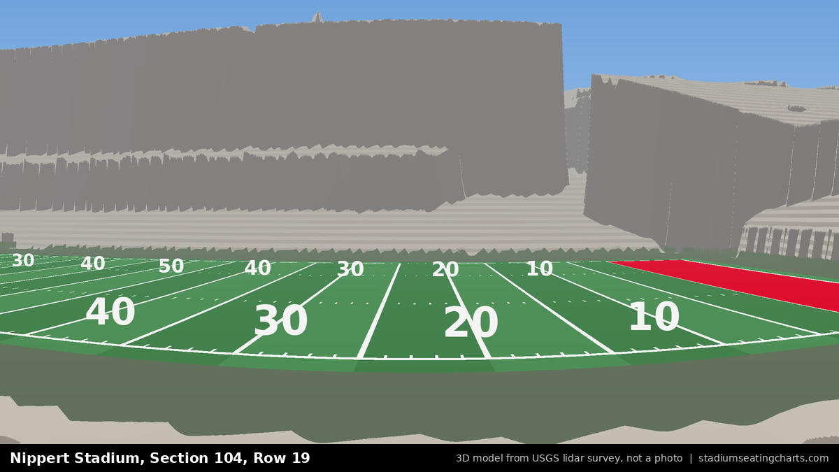 View from Nippert Stadium Section 104, Row 19, looking toward the field