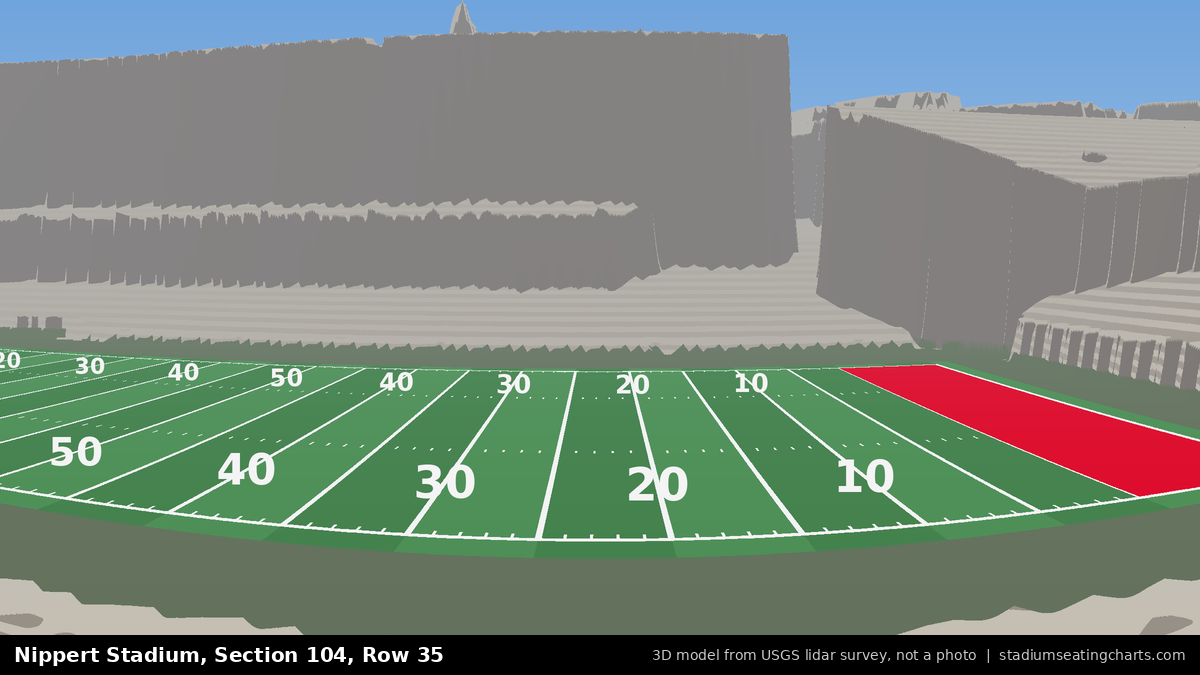 View from Nippert Stadium Section 104, Row 35, looking toward the field