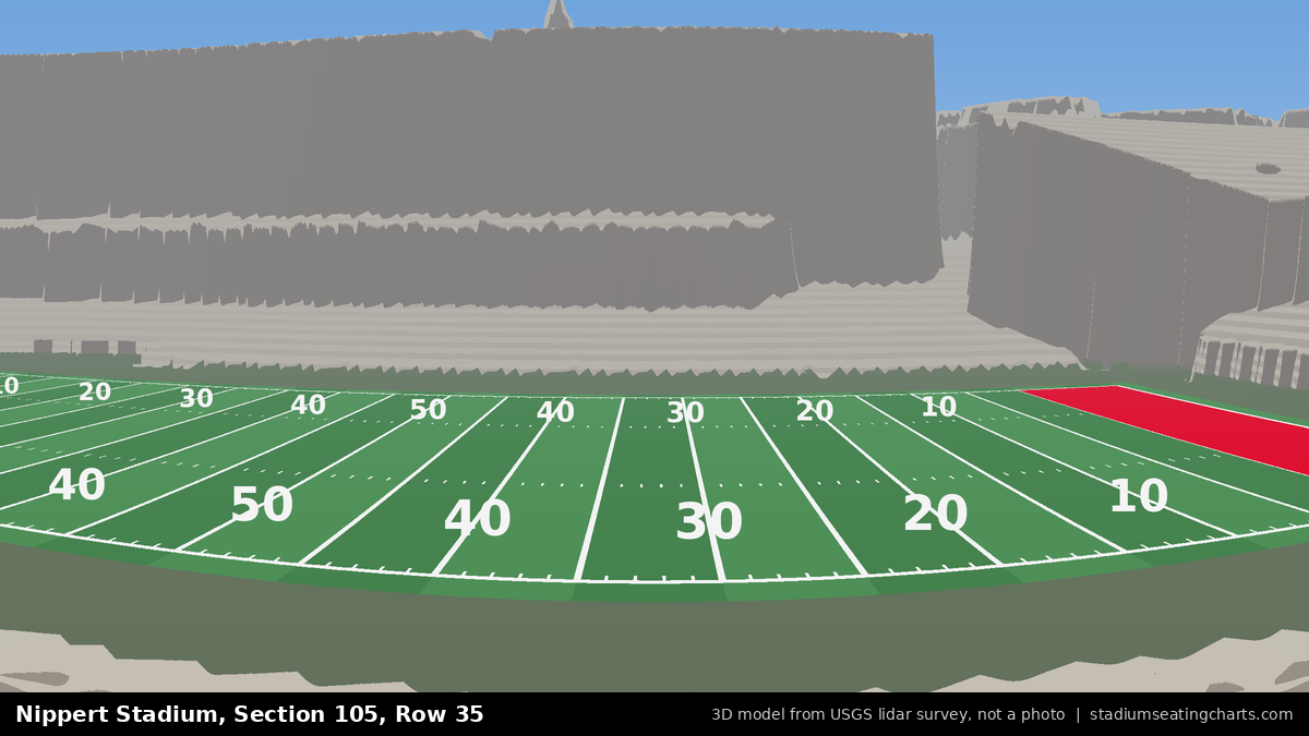 View from Nippert Stadium Section 105, Row 35, looking toward the field