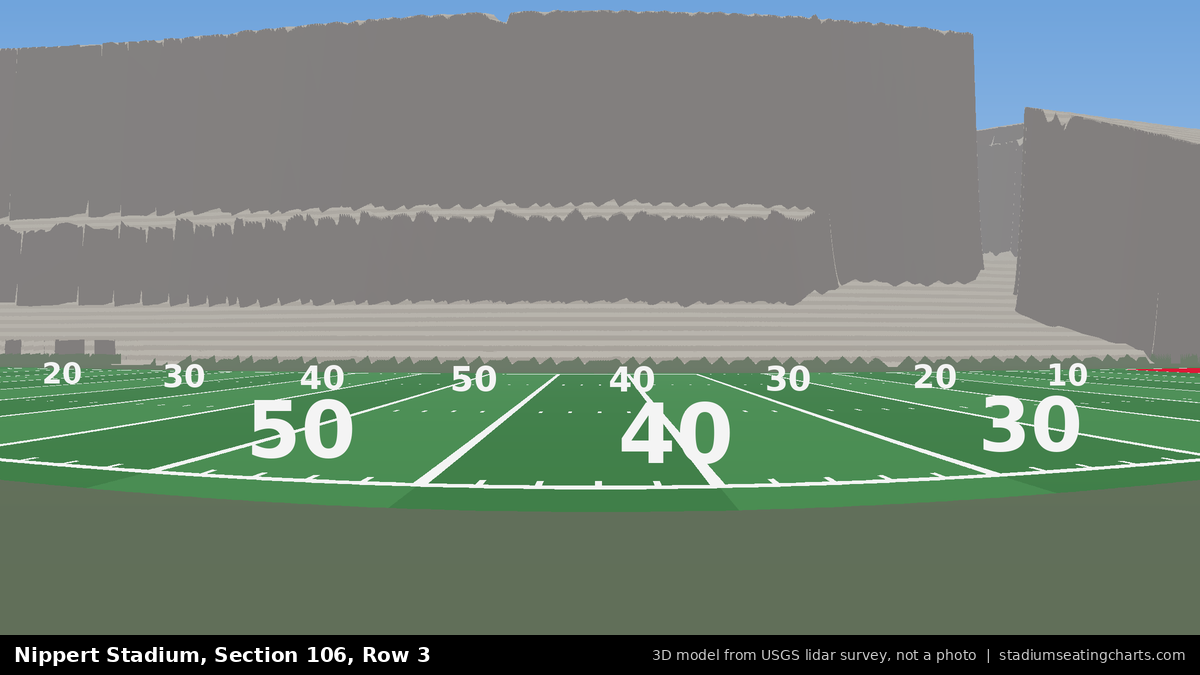 View from Nippert Stadium Section 106, Row 3, looking toward the field