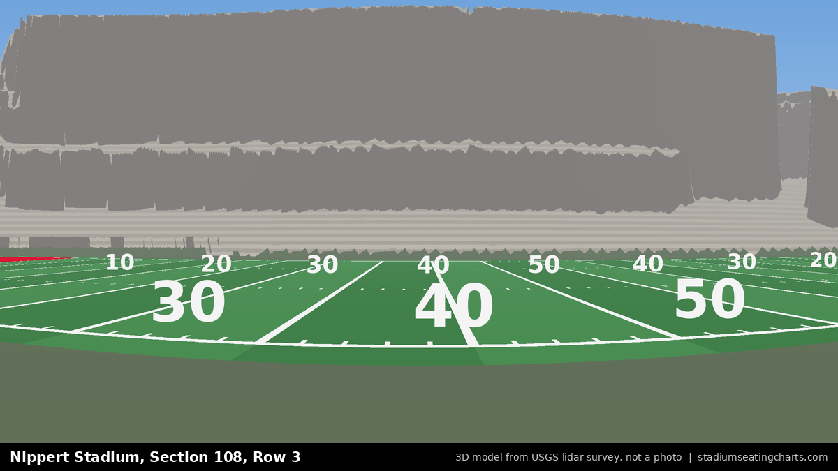 View from Nippert Stadium Section 108, Row 3, looking toward the field