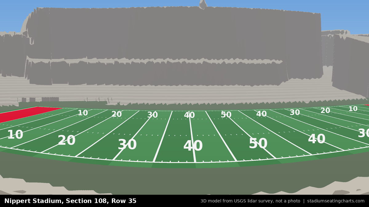 View from Nippert Stadium Section 108, Row 35, looking toward the field