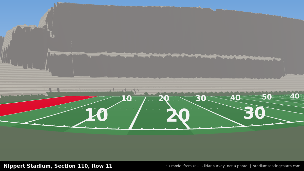 View from Nippert Stadium Section 110, Row 11, looking toward the field
