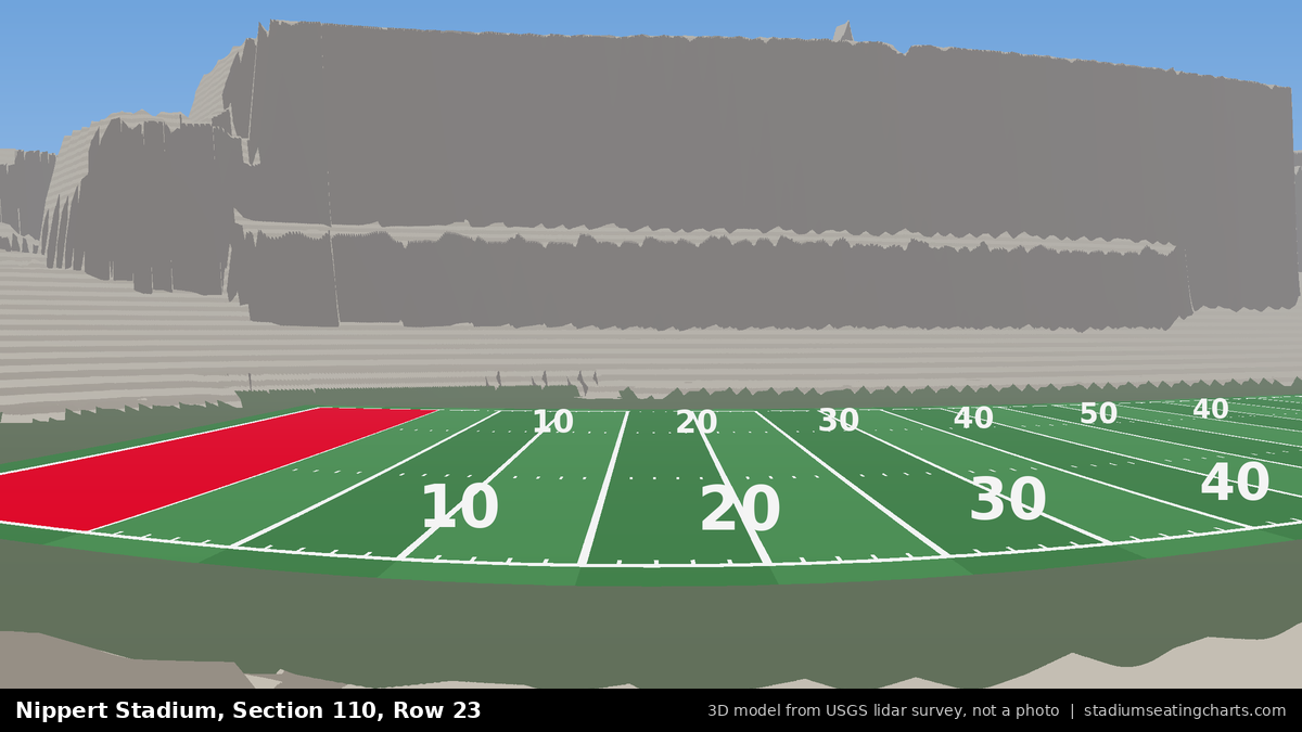 View from Nippert Stadium Section 110, Row 23, looking toward the field