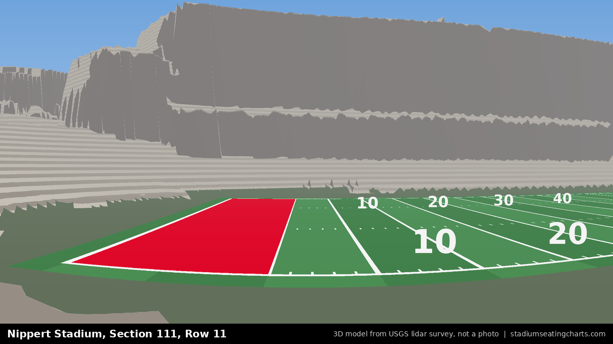 View from Nippert Stadium Section 111, Row 11, looking toward the field