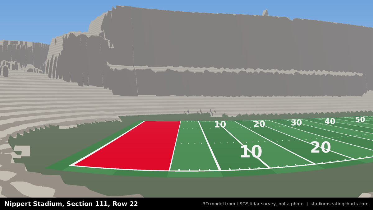 View from Nippert Stadium Section 111, Row 22, looking toward the field