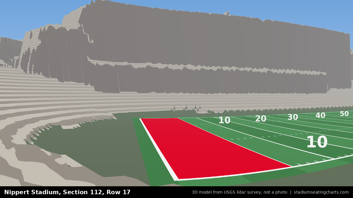 View from Nippert Stadium Section 112, Row 17, looking toward the field