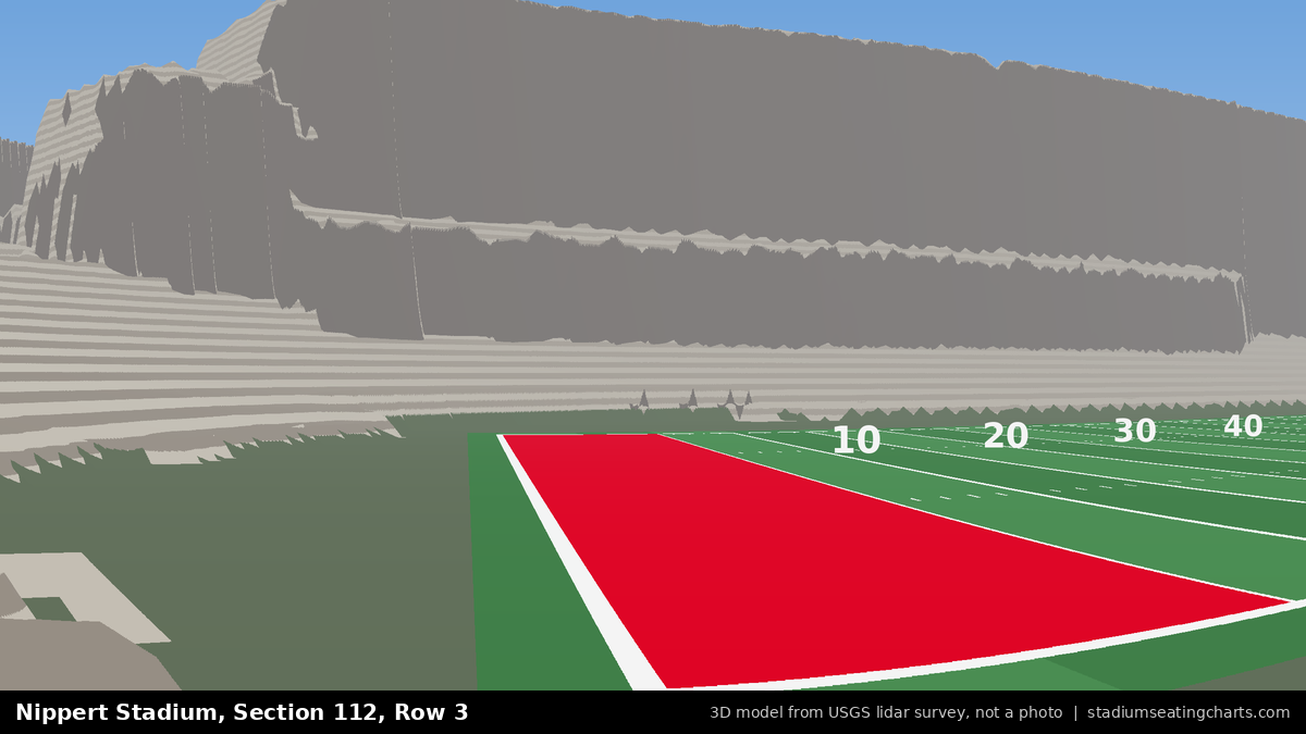 View from Nippert Stadium Section 112, Row 3, looking toward the field