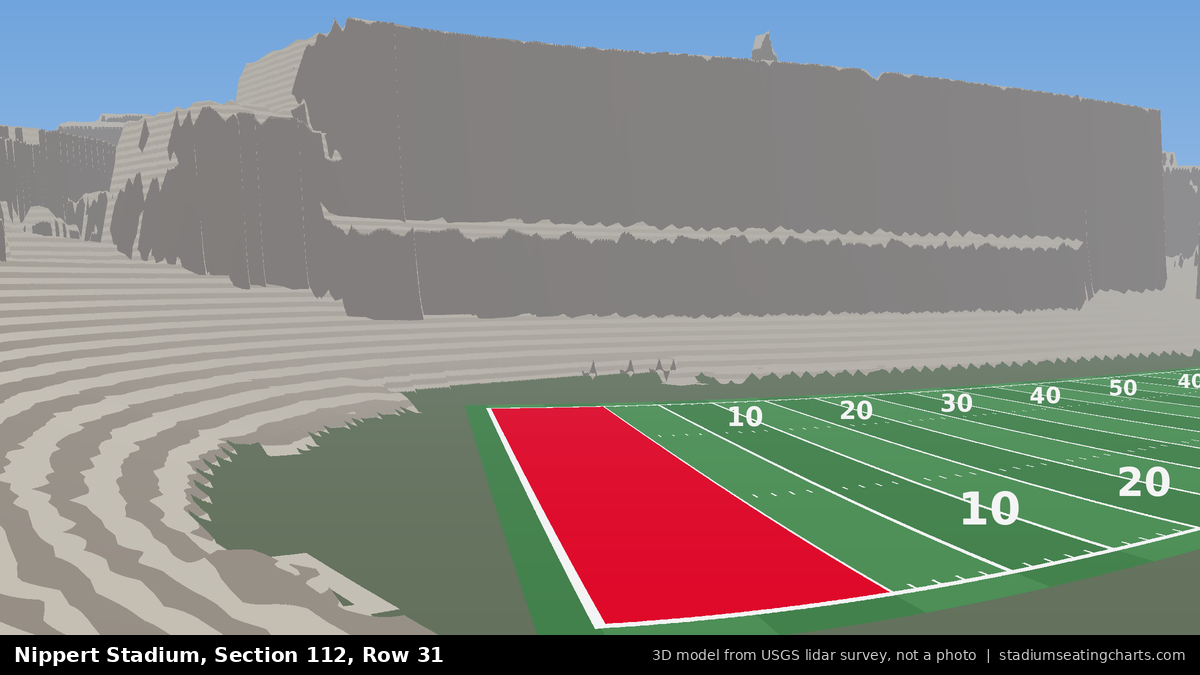 View from Nippert Stadium Section 112, Row 31, looking toward the field