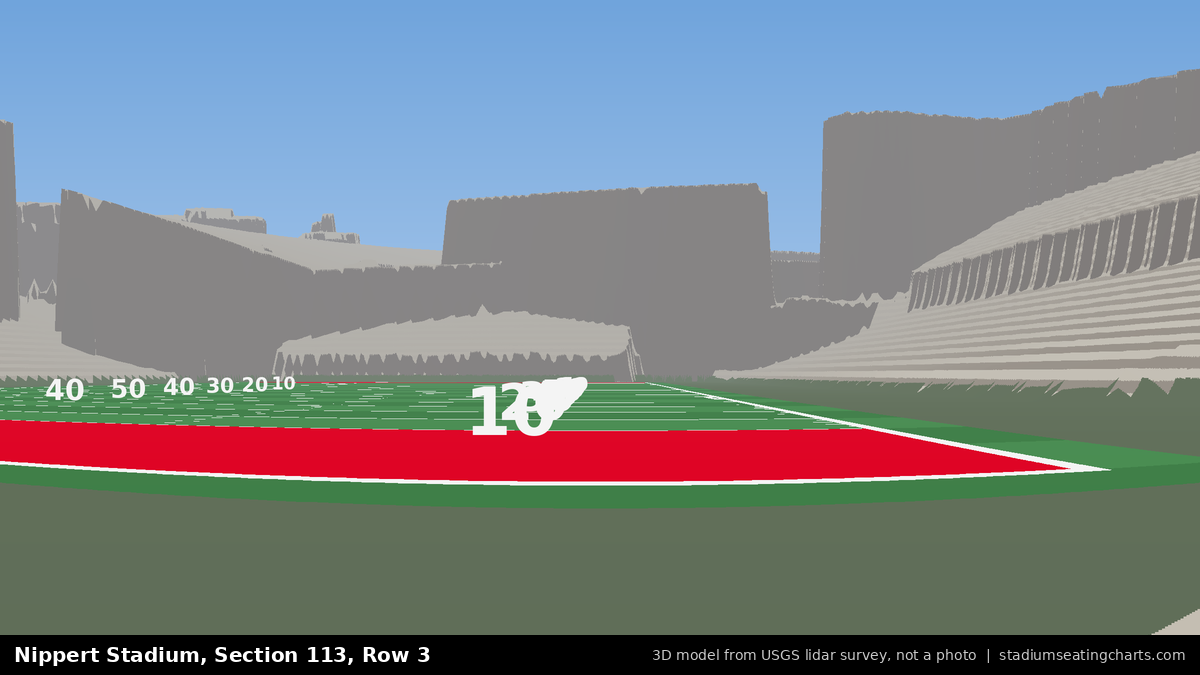 View from Nippert Stadium Section 113, Row 3, looking toward the field