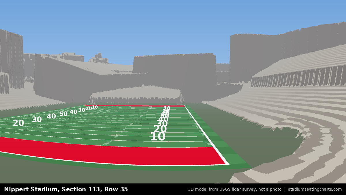 View from Nippert Stadium Section 113, Row 35, looking toward the field