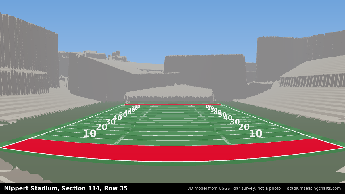 View from Nippert Stadium Section 114, Row 35, looking toward the field