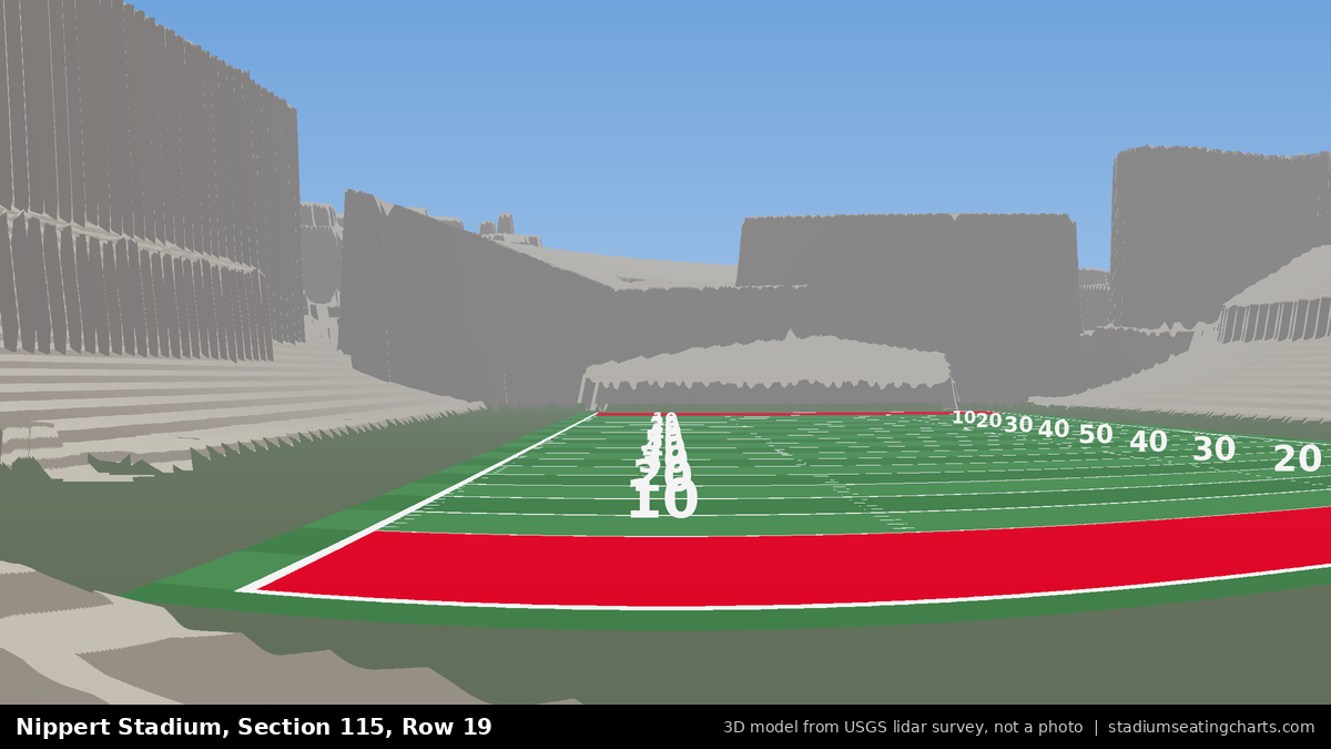 View from Nippert Stadium Section 115, Row 19, looking toward the field