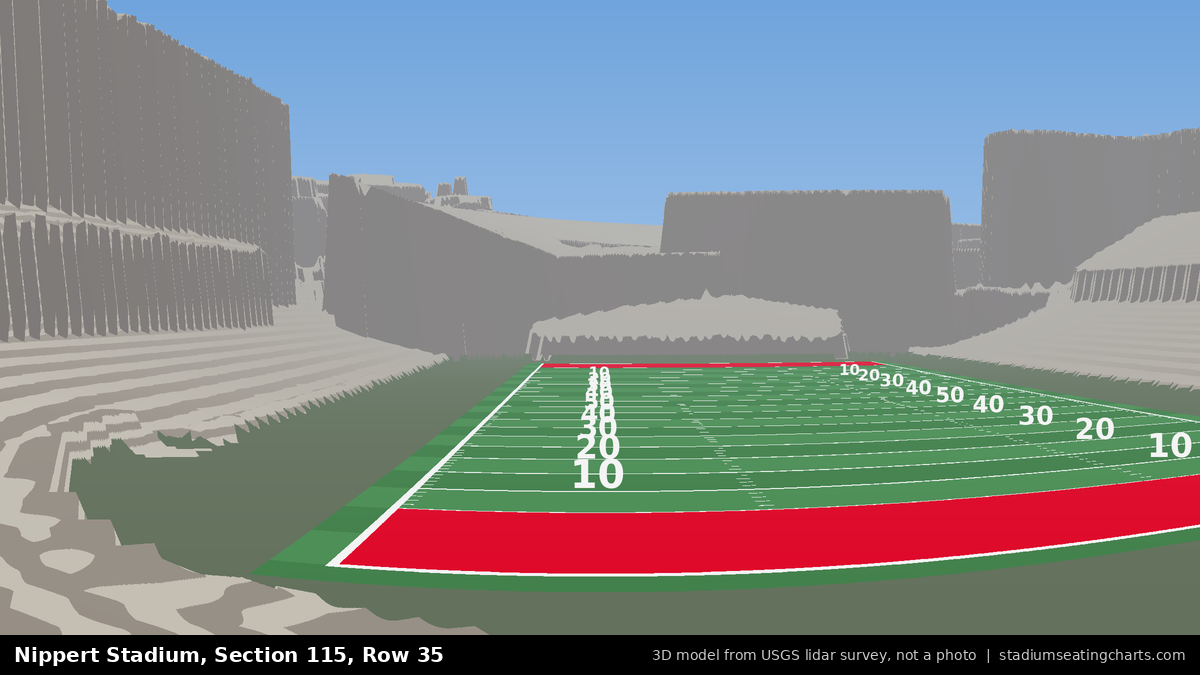 View from Nippert Stadium Section 115, Row 35, looking toward the field