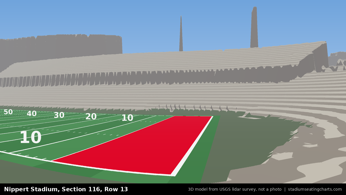 View from Nippert Stadium Section 116, Row 13, looking toward the field