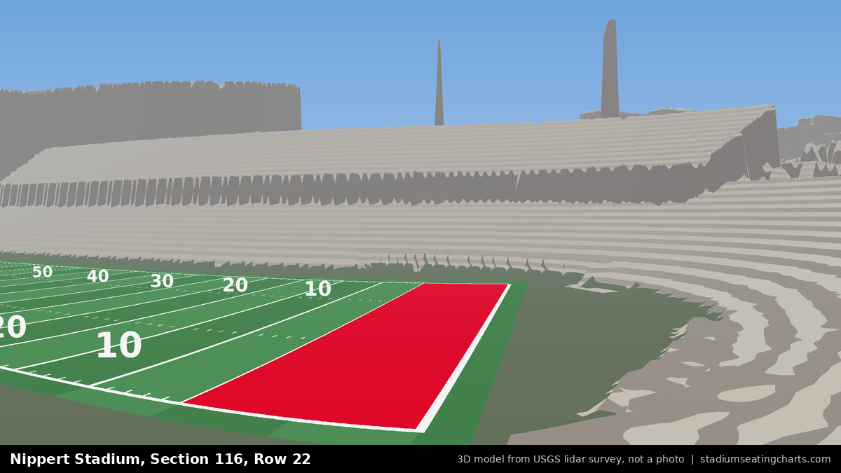 View from Nippert Stadium Section 116, Row 22, looking toward the field