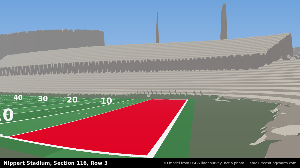 View from Nippert Stadium Section 116, Row 3, looking toward the field