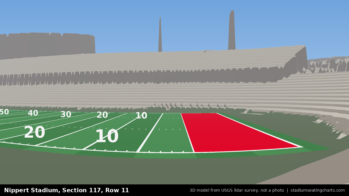 View from Nippert Stadium Section 117, Row 11, looking toward the field