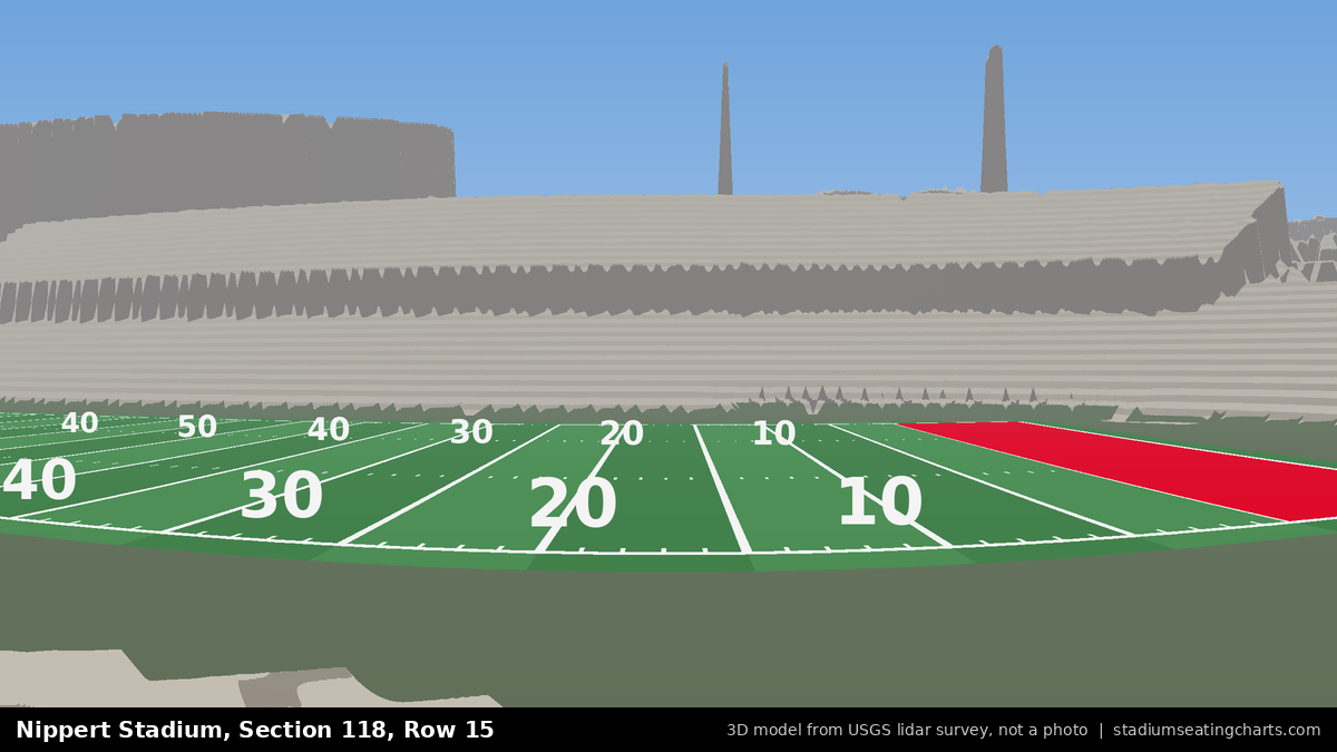 View from Nippert Stadium Section 118, Row 15, looking toward the field