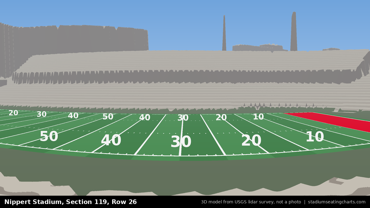 View from Nippert Stadium Section 119, Row 26, looking toward the field
