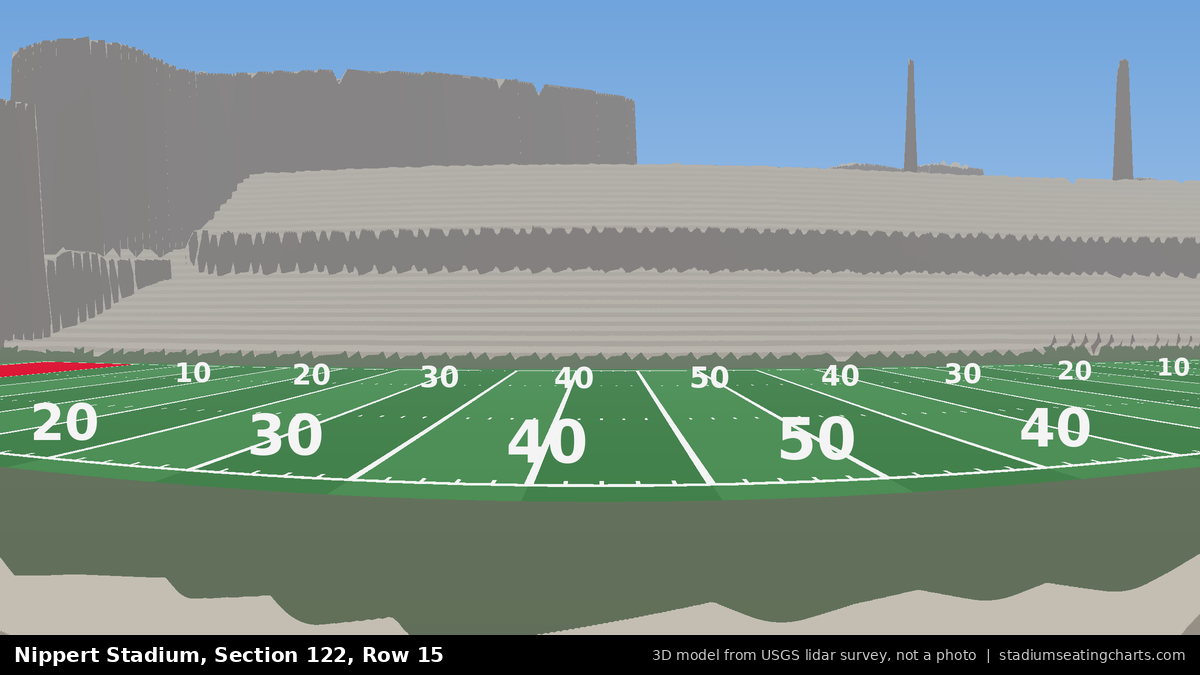 View from Nippert Stadium Section 122, Row 15, looking toward the field