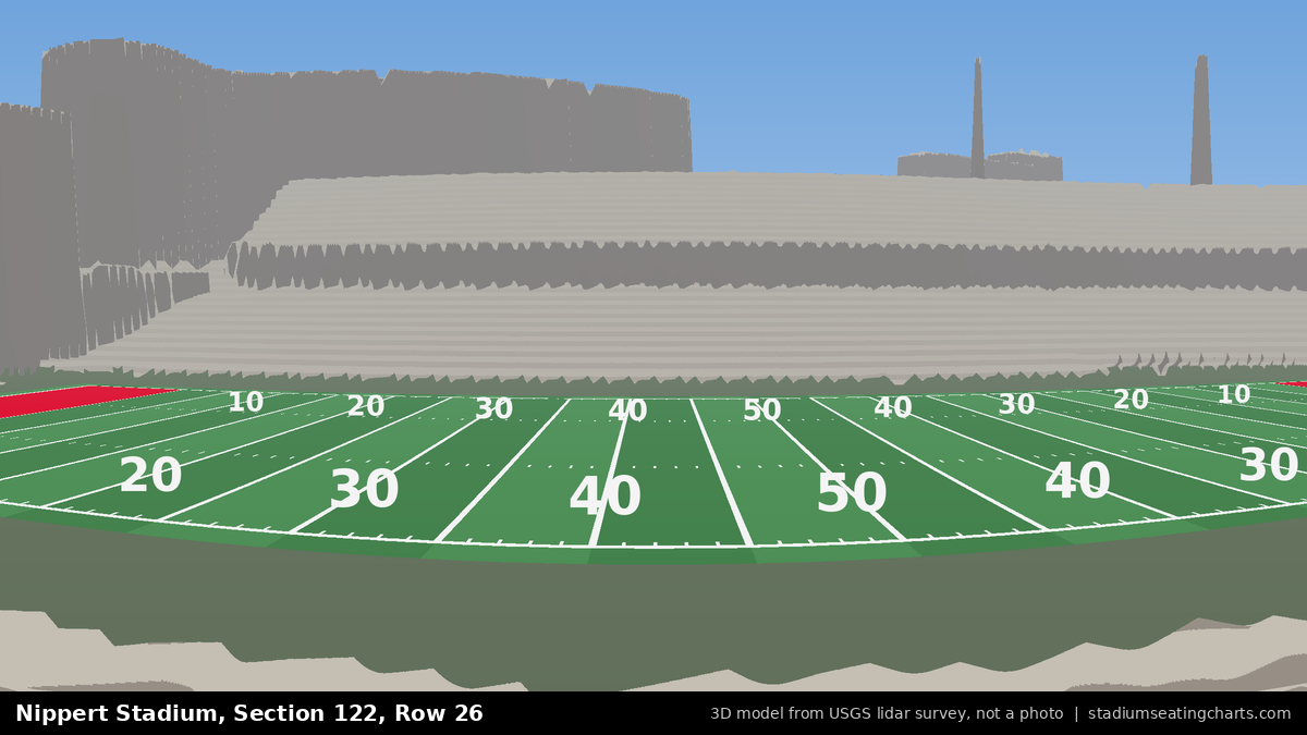 View from Nippert Stadium Section 122, Row 26, looking toward the field