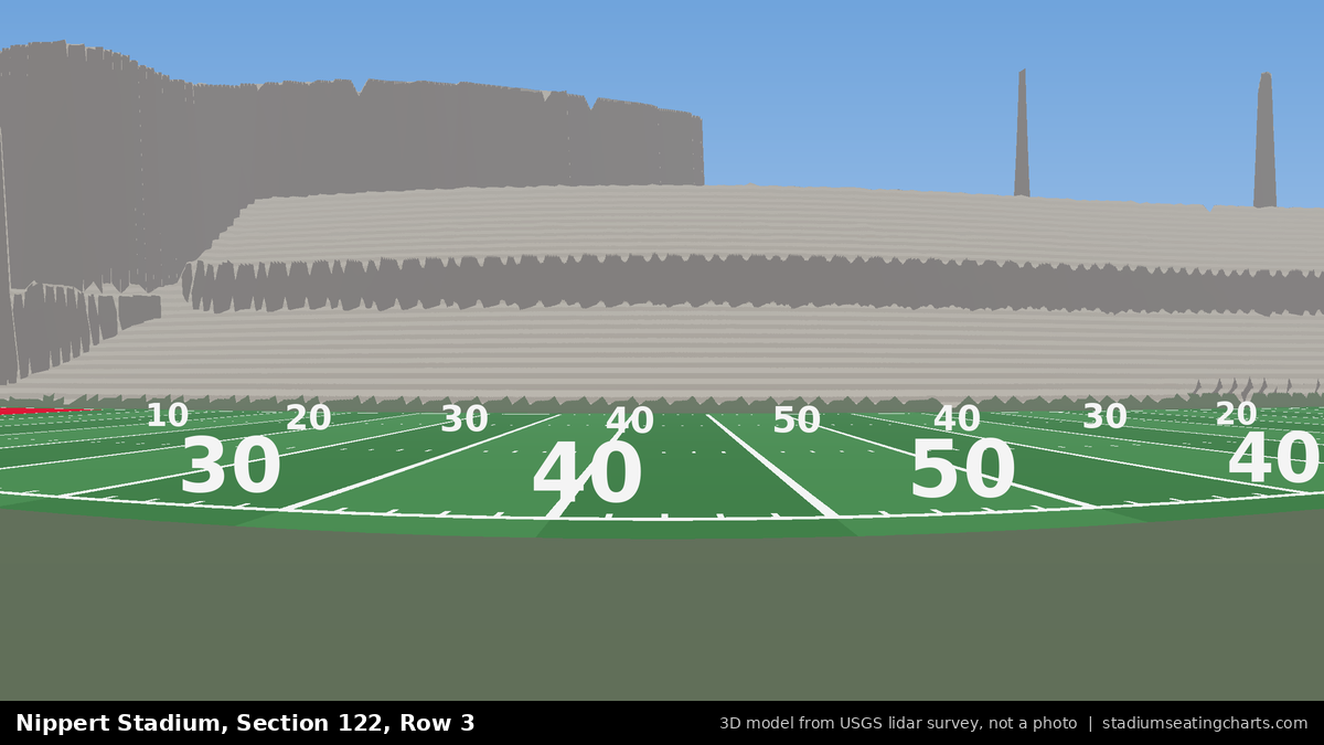 View from Nippert Stadium Section 122, Row 3, looking toward the field