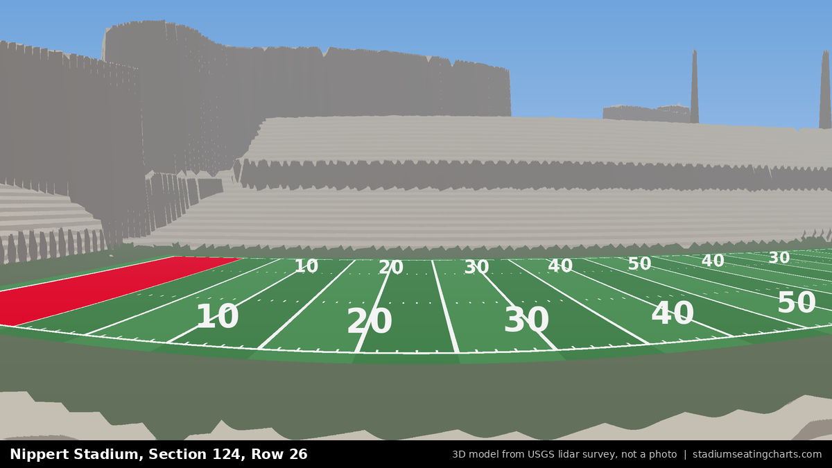 View from Nippert Stadium Section 124, Row 26, looking toward the field