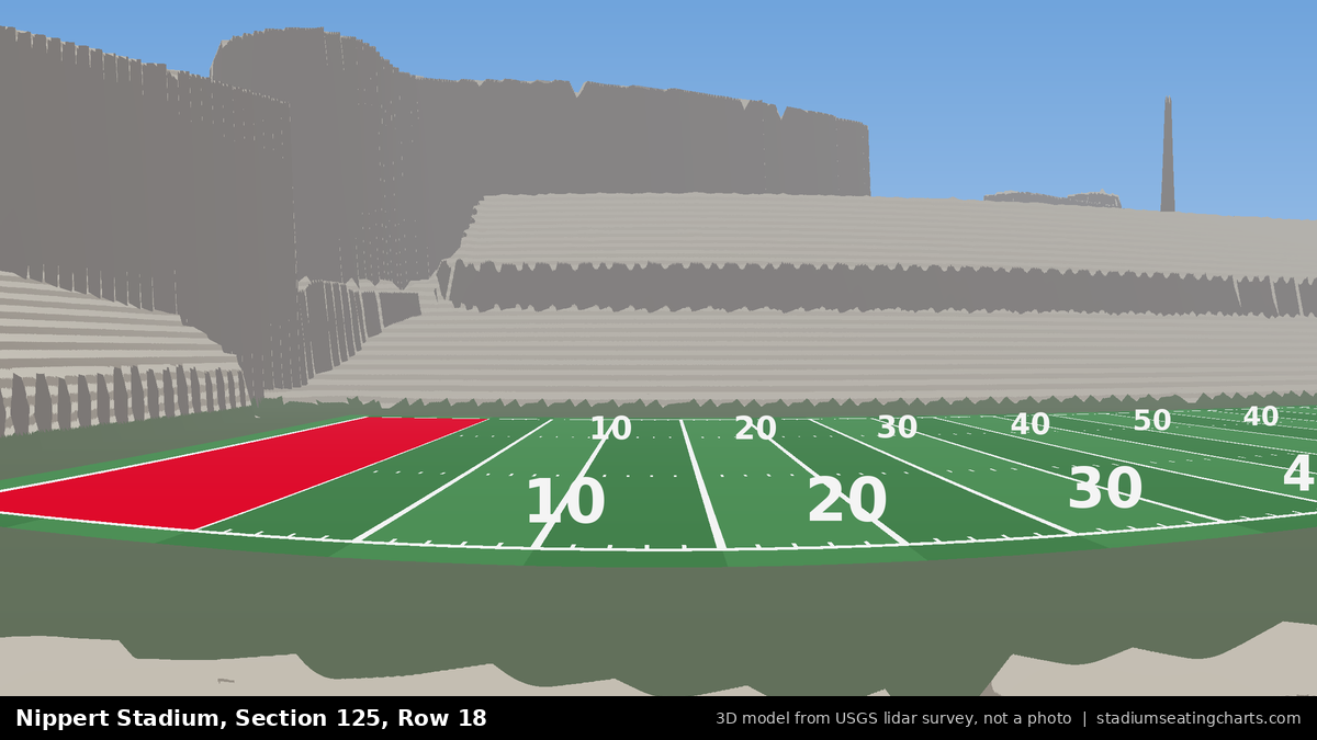 View from Nippert Stadium Section 125, Row 18, looking toward the field
