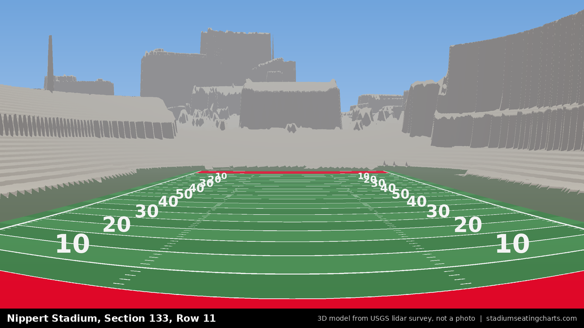 View from Nippert Stadium Section 133, Row 11, looking toward the field
