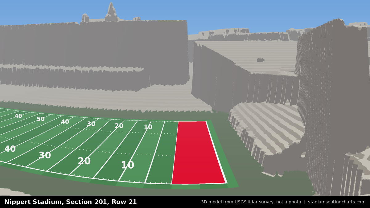 View from Nippert Stadium Section 201, Row 21, looking toward the field