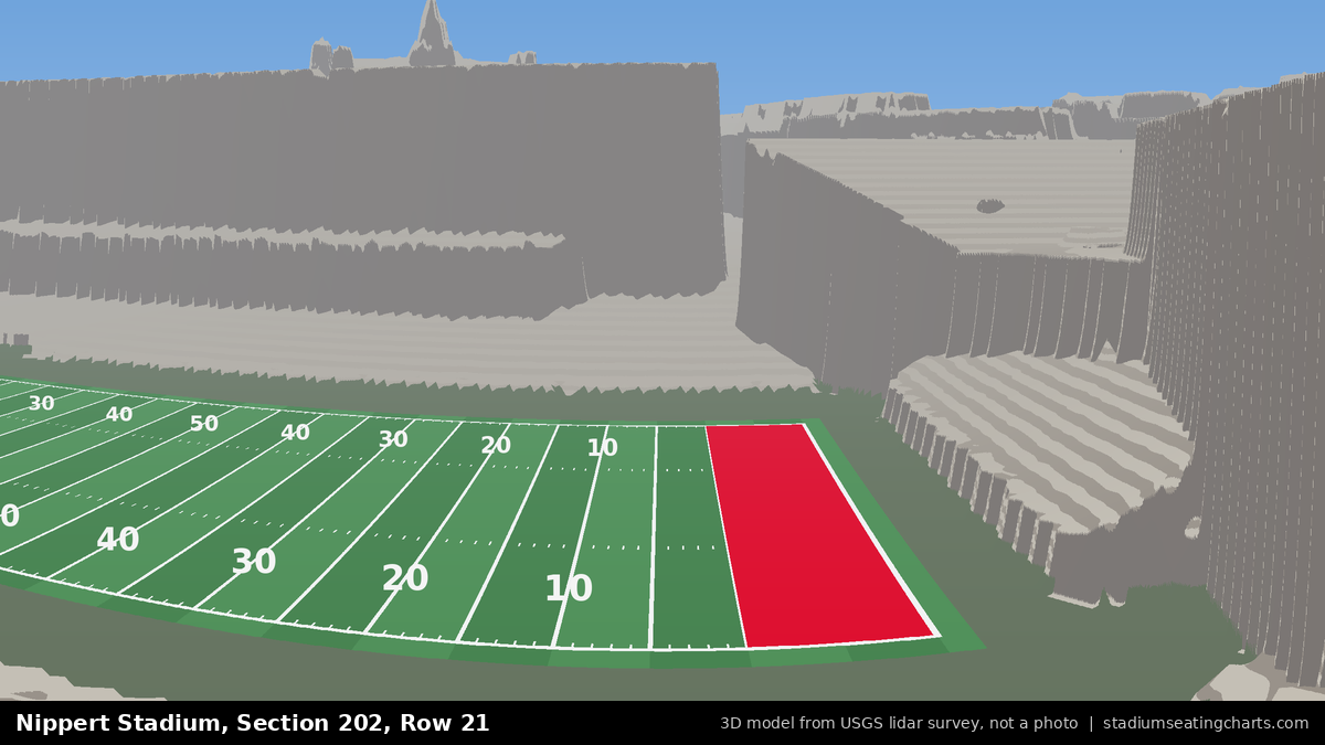View from Nippert Stadium Section 202, Row 21, looking toward the field